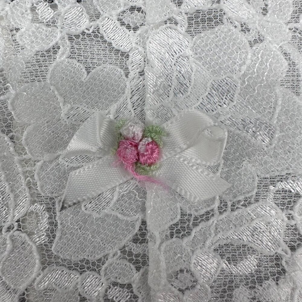 Vintage White Lace Trim Camisole Tank Top USA 1980s Romantic Undershirt Retro - Picture 5 of 6